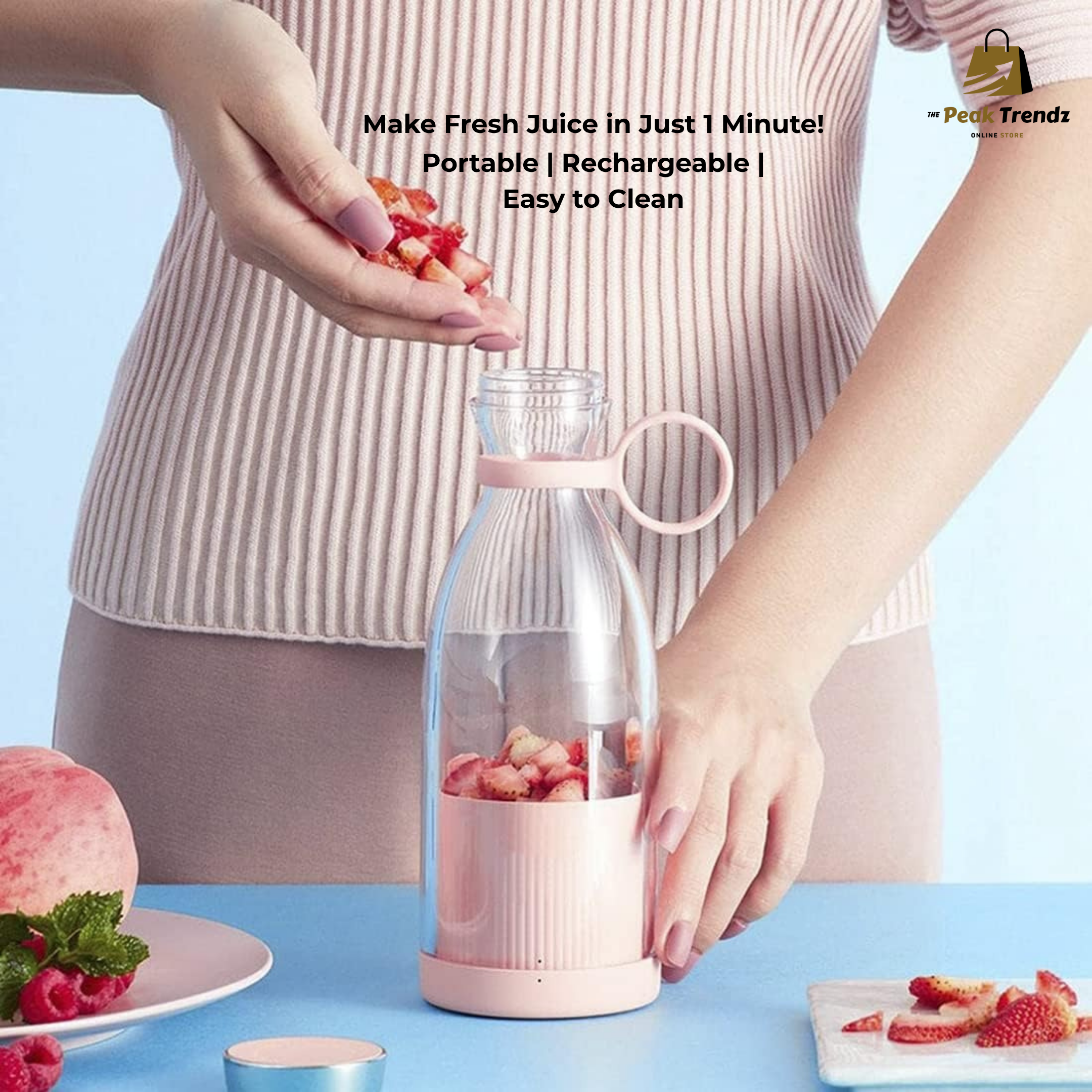 420ml Portable Mini Juicer Blender | USB Rechargeable Smoothie Maker for Travel & Home