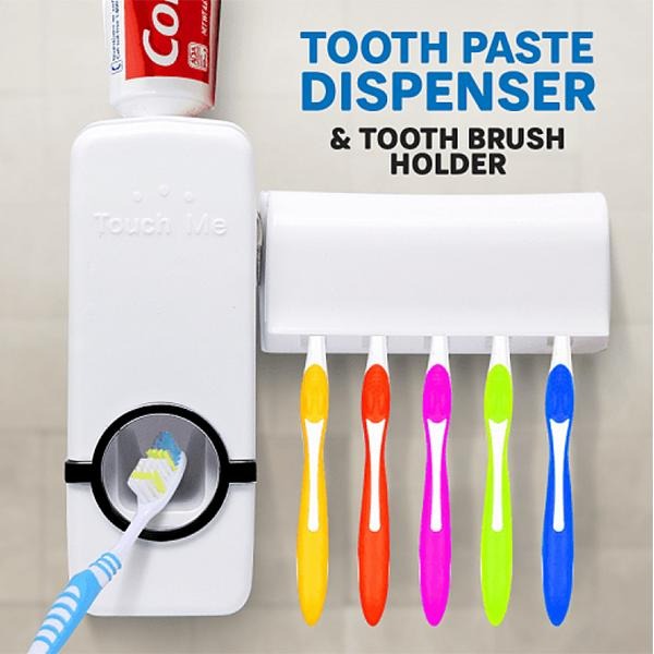 Best Quality Toothpaste Dispenser & Toothbrush Holder Set – Automatic Wall Mount Bathroom Organizer