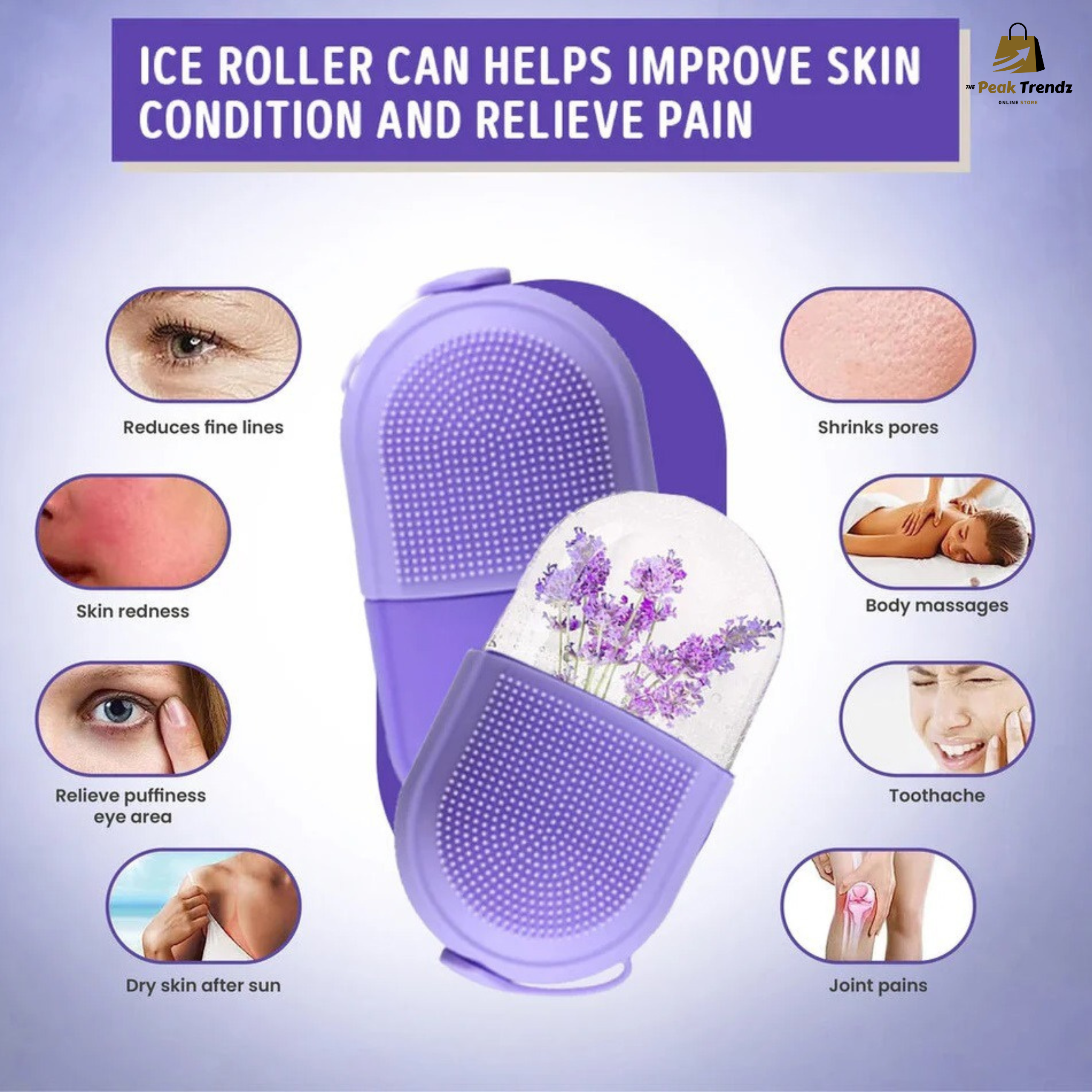 Ice Roller for Face & Skin – Cold Therapy Roller for Puffiness, Glowing Skin & Tight Pores