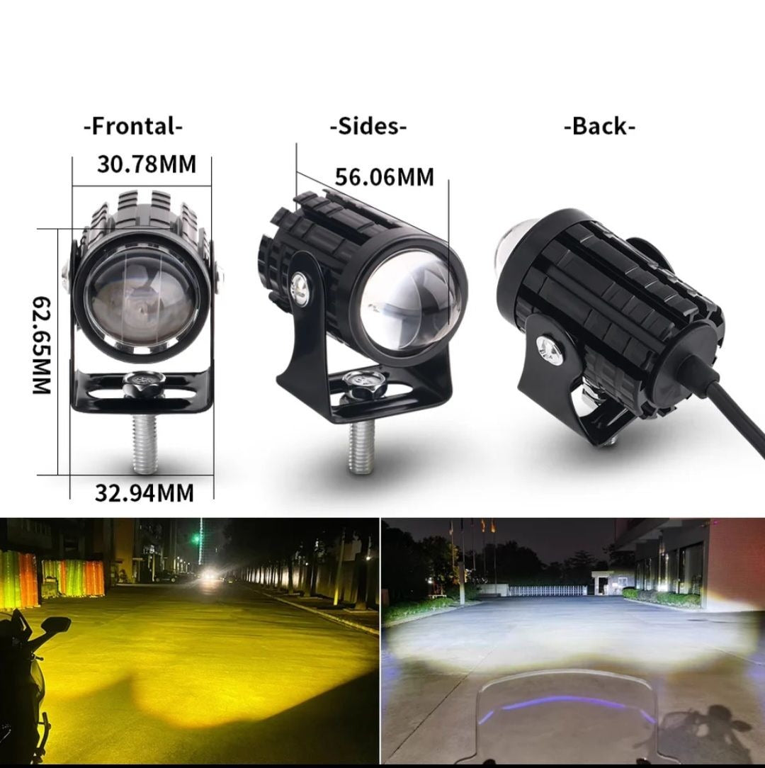 Mini Driving Fog Light 20W – Dual Function White & Yellow Projector for Cars, Bikes & Jeep (1 Pcs)