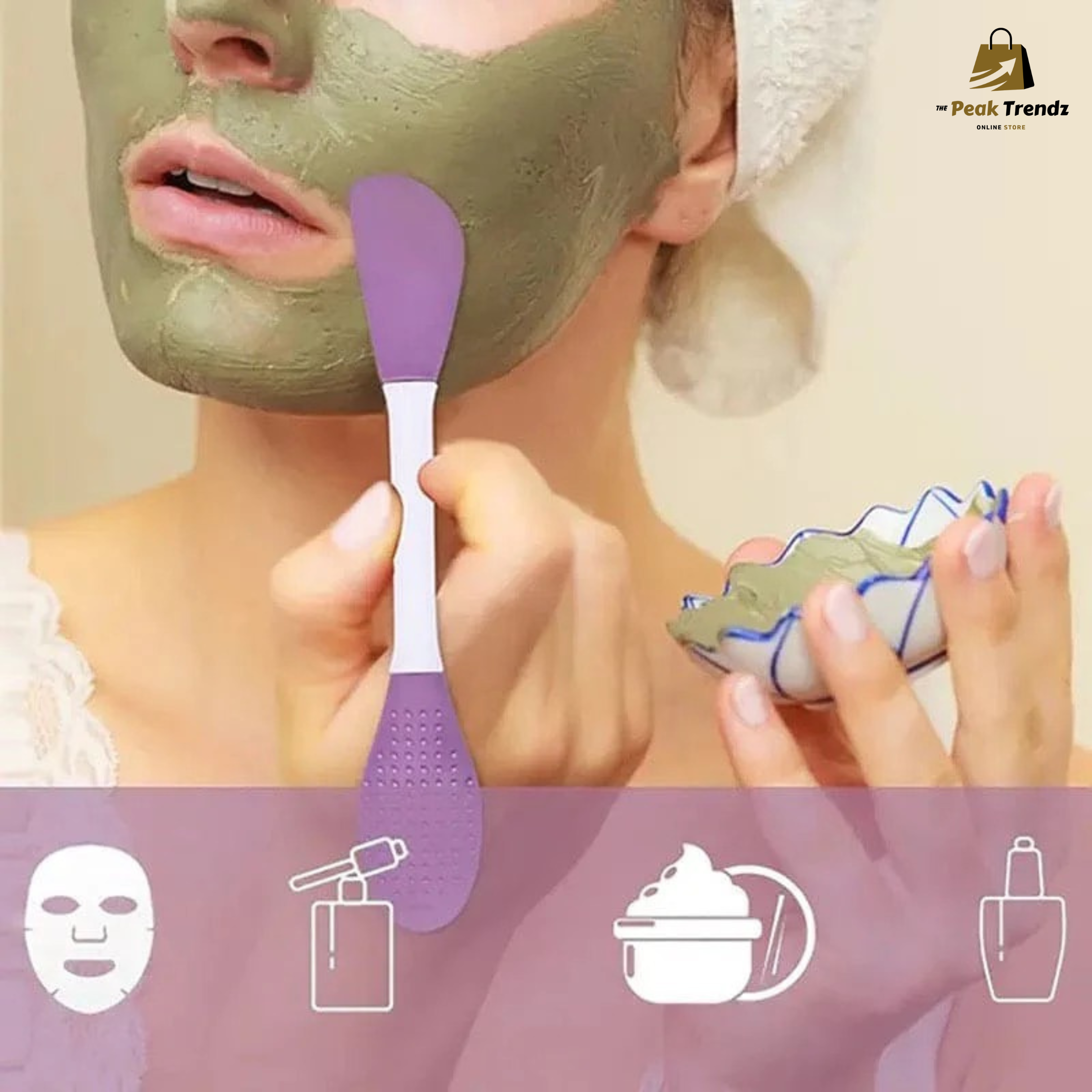 Double Ended Silicone Face Mask Brush – Premium Soft Facial Applicator Tool for Creams, Lotions & Skincare