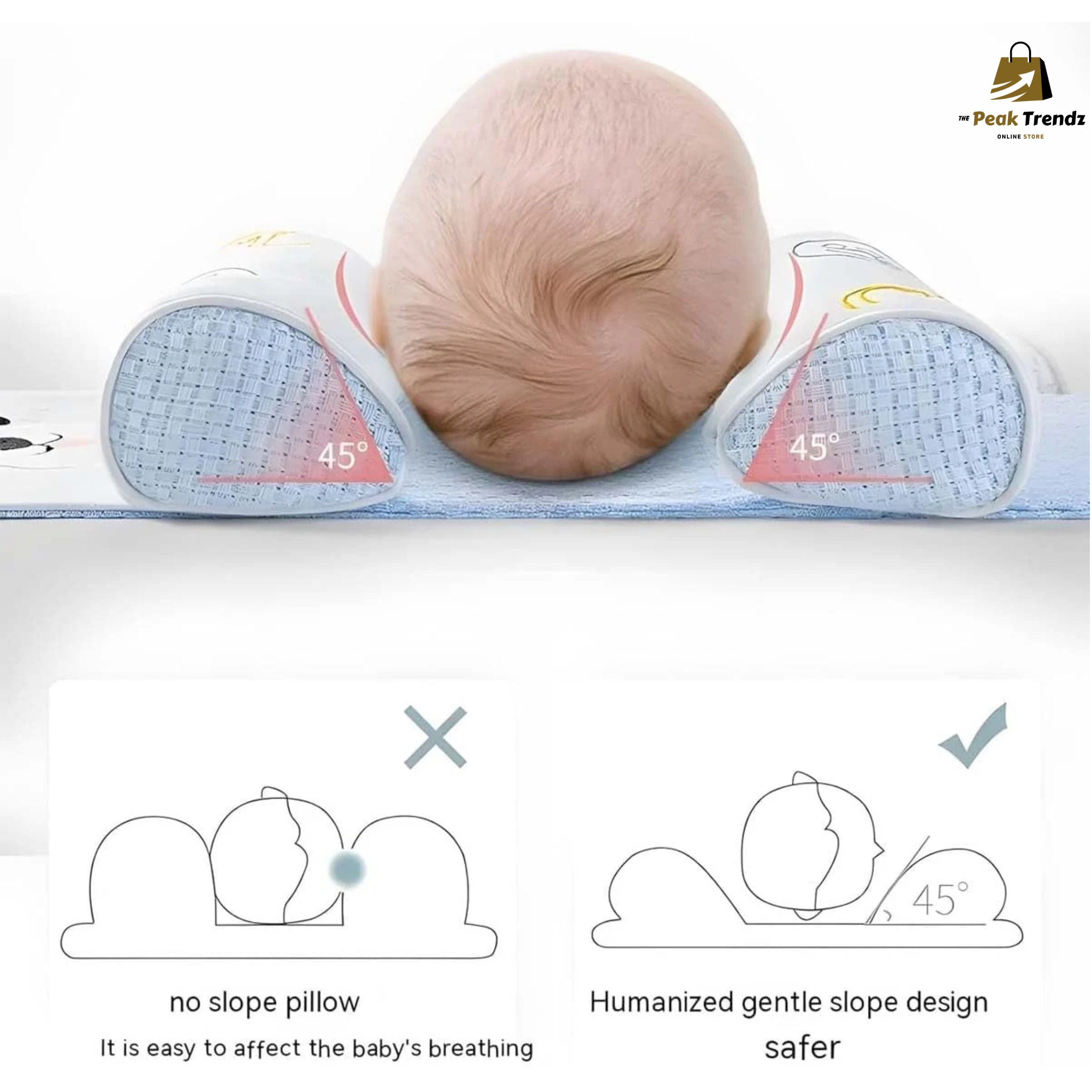Baby Shaping Head Support Pillow – Soft Infant Pillow for Flat Head Prevention & Comfortable Sleep