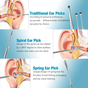 Ear Wax Removal Tool Set - 6-in-1 Stainless Steel Ear Cleaning Kit | Safe & Reusable Earwax Cleaner