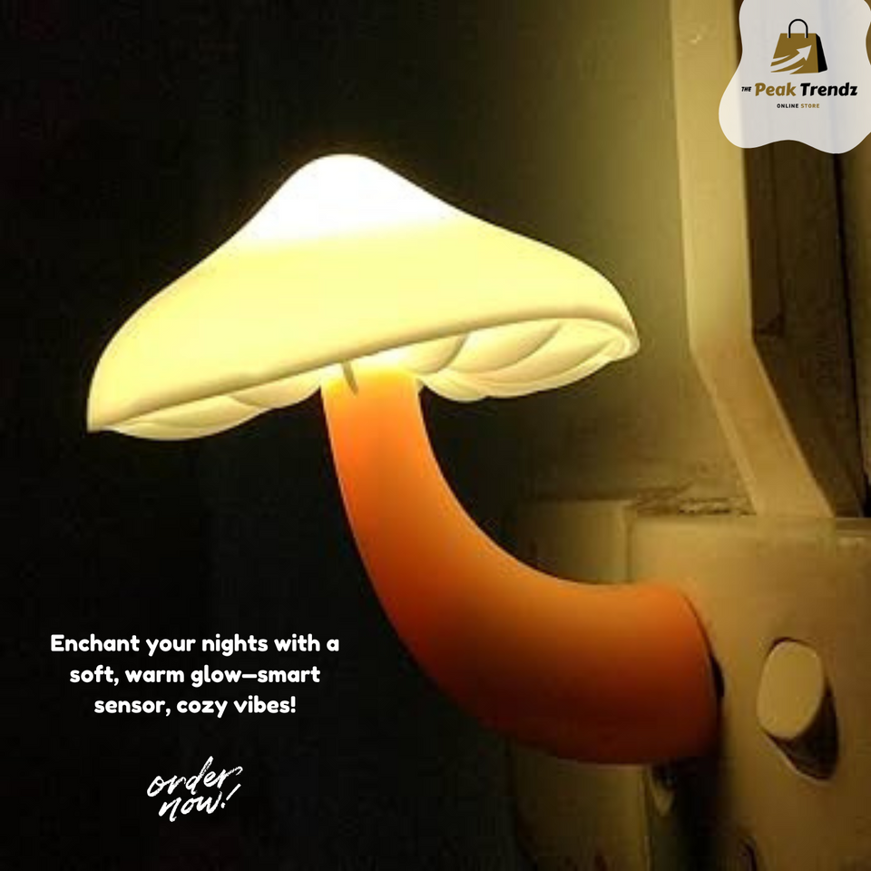 LED Mushroom Night Light – Automatic Soft Glow for a Cozy Bedroom!